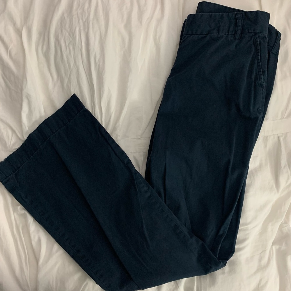 Low-Rise, Boot Cut, Navy JCrew Classic Pant.